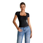 Square-Neck Quick-Dry Slim-Fit Tee