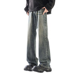 Relaxed Fit Whisker Ripped Denim Jeans