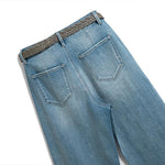 Pearl-Frog Embroidered Wide-Leg Jeans