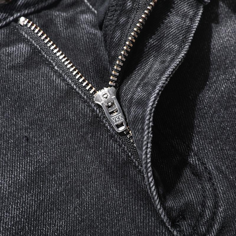 Pearl-Embellished Embroidery Cut-Out Whisker Jeans