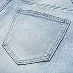 Embroidered Cut-Out Pearl Rhinestone Ankle Jeans