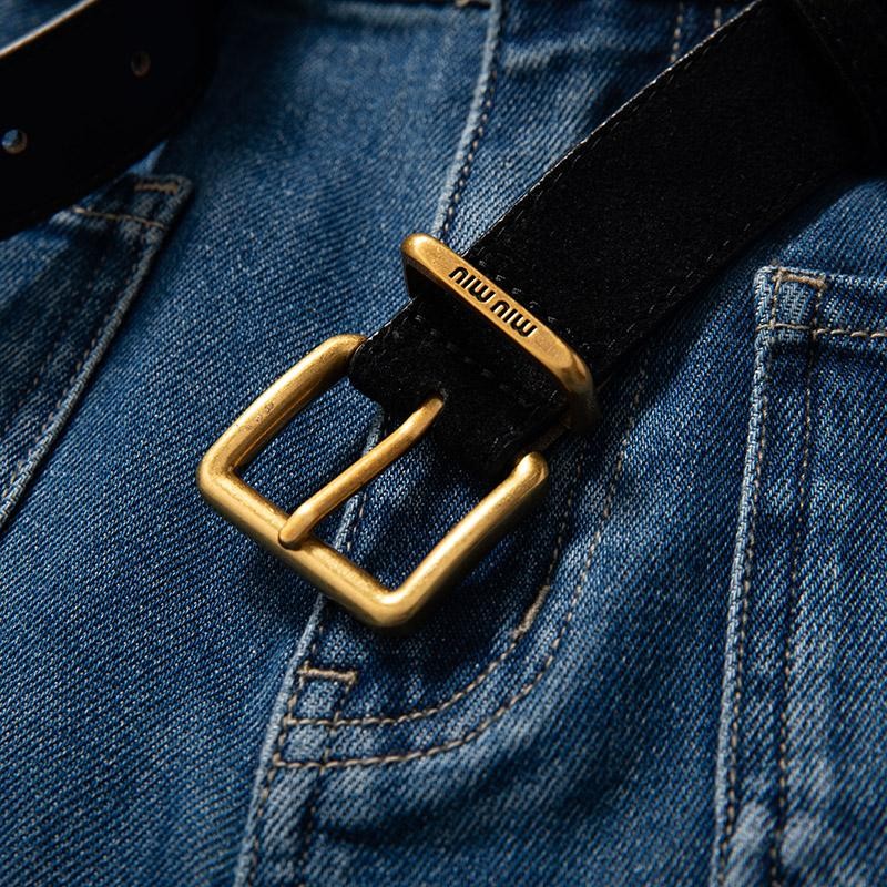 Floral-Embroidered Cut-Out Jeans with Rhinestones