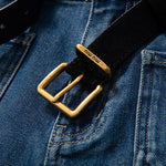 Floral-Embroidered Cut-Out Jeans with Rhinestones