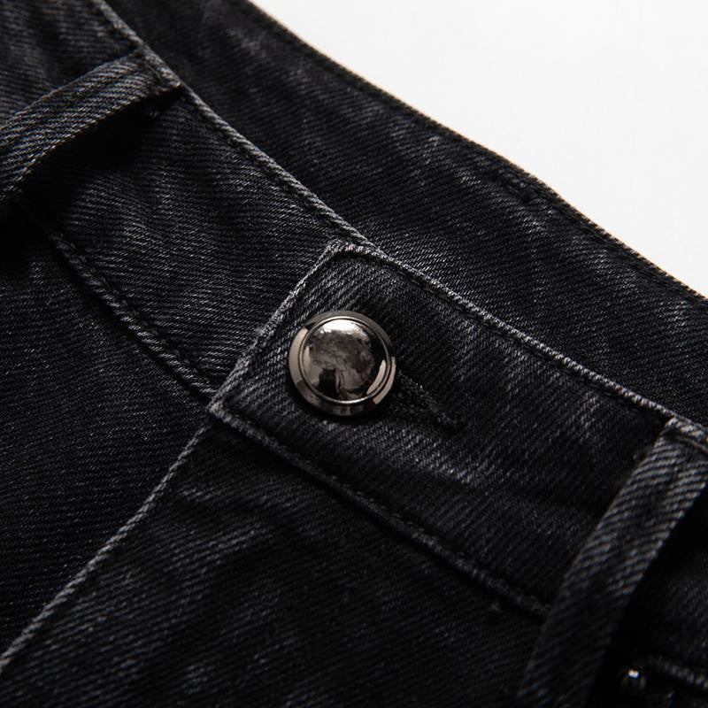 High-Waisted Pearl-Beaded Cut-Out Jeans