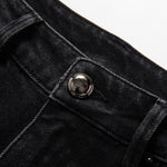 High-Waisted Pearl-Beaded Cut-Out Jeans