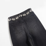Pearl-Beaded & Rhinestones-Transferred Embroidered Jeans