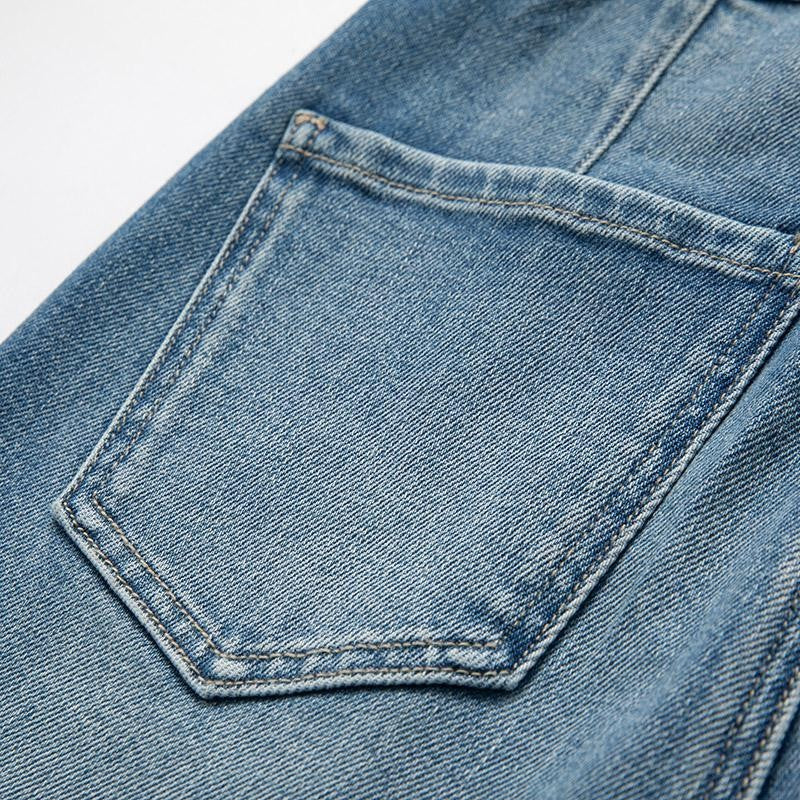 Pearl-Embellished Embroidered Patchwork Cut-Out Jeans