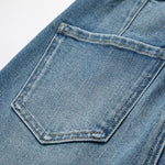 Pearl-Embellished Embroidered Patchwork Cut-Out Jeans