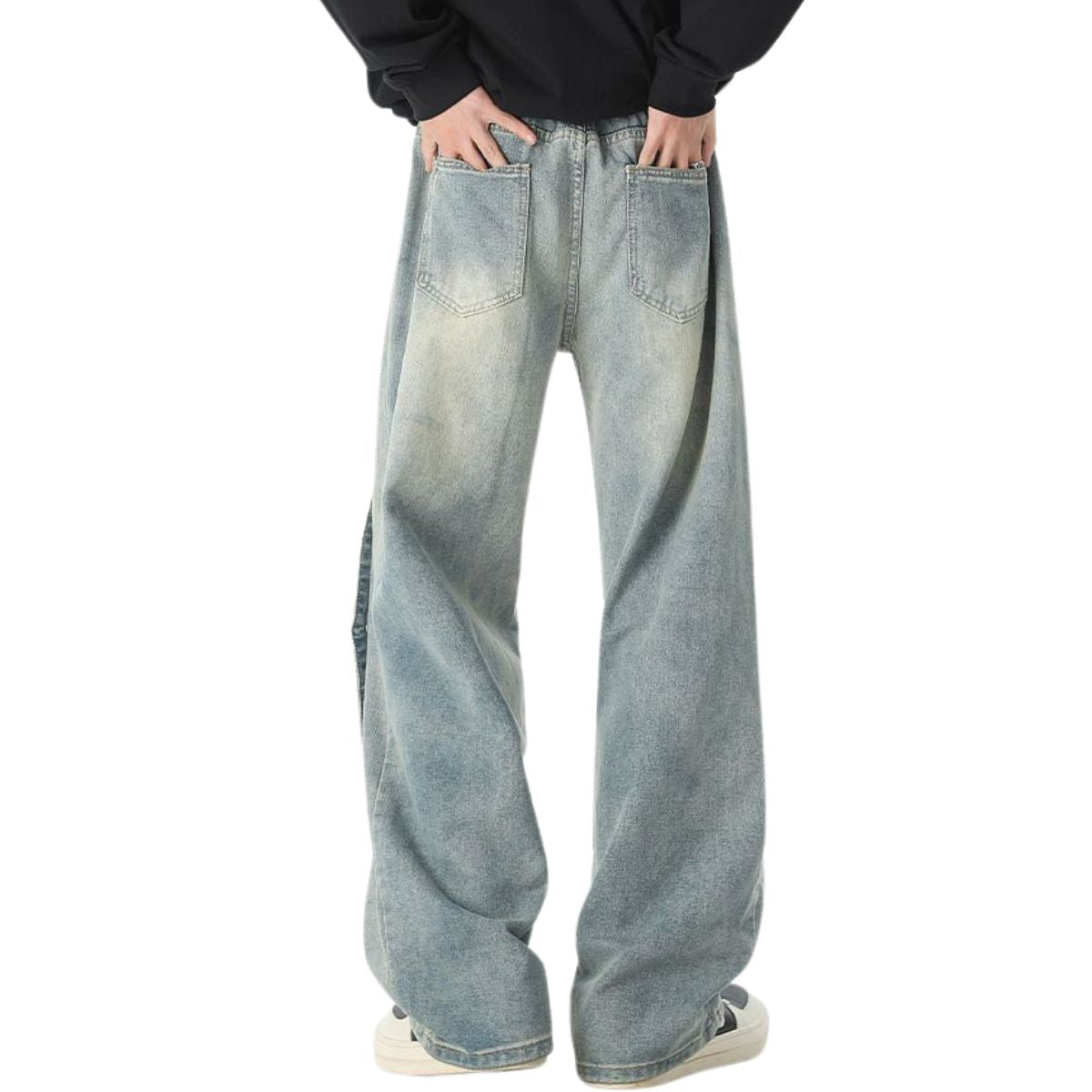 Trendy Buttoned Mock-Slit Wide-Leg Jeans