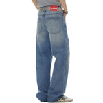 Distressed Hem Straight-Leg Ripped Jeans