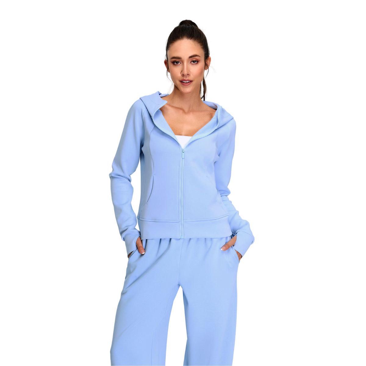 Solid Color Relaxed Fit Full-Zip Hoodie