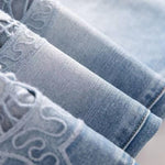 Lightweight Embroidered Cut-Out Bootcut Jeans