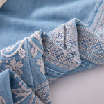 Raw Hem Ethnic Motif Embroidery Flared Jeans