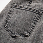 Vintage-Wash Pearl-Embroidered Denim Skirt