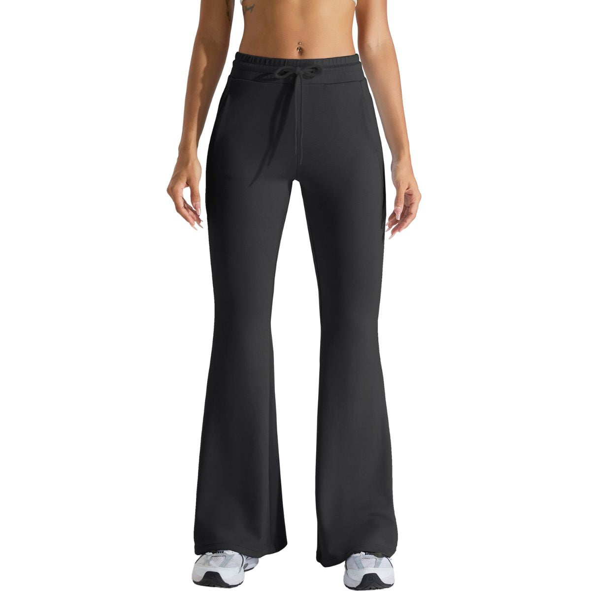 Drawstring-Waist Flare Workout Pants