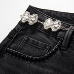 Pearl-Beaded & Rhinestones-Transferred Embroidered Jeans