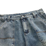 Side-Pleated Oversized Denim Jeans