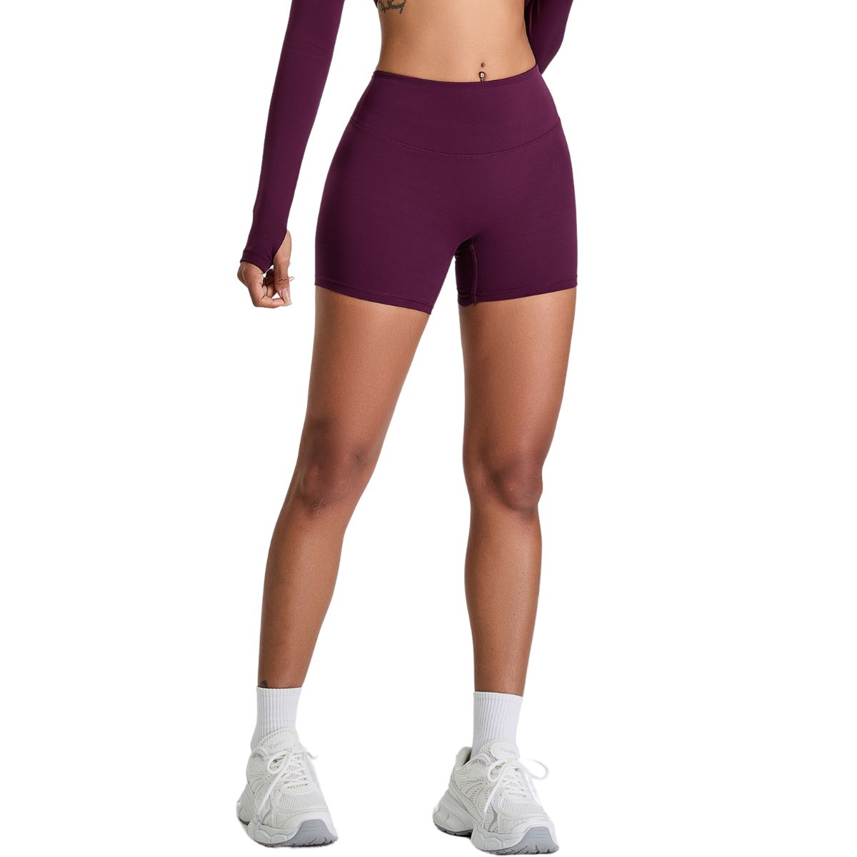 Solid Color Booty-Lifting Yoga Shorts