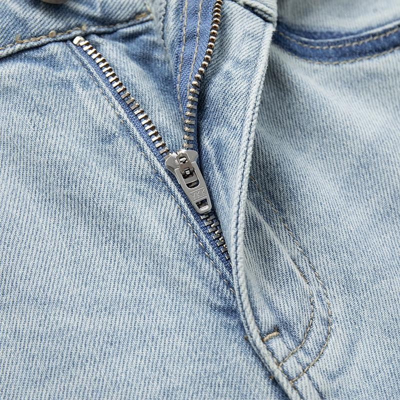 Lightweight Rhinestone & Embroidered Cut-Out Jeans