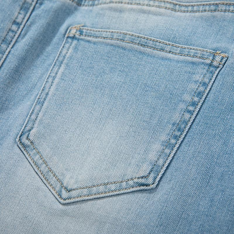 Heavy-Embroidered Rhinestone Denim A-Line Skirt