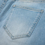 Heavy-Embroidered Rhinestone Denim A-Line Skirt