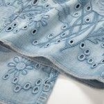 Wide-Leg Rose-Embroidered Cut-Outs Jeans