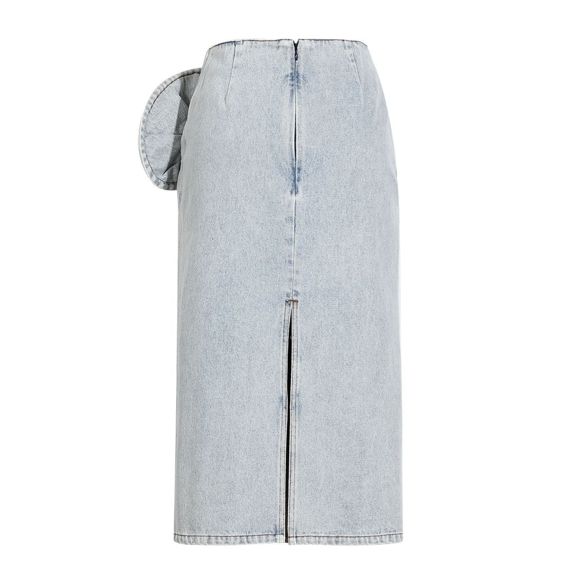 Floral Appliqu¨¦ Denim Midi Skirt