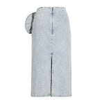 Floral Appliqu¨¦ Denim Midi Skirt