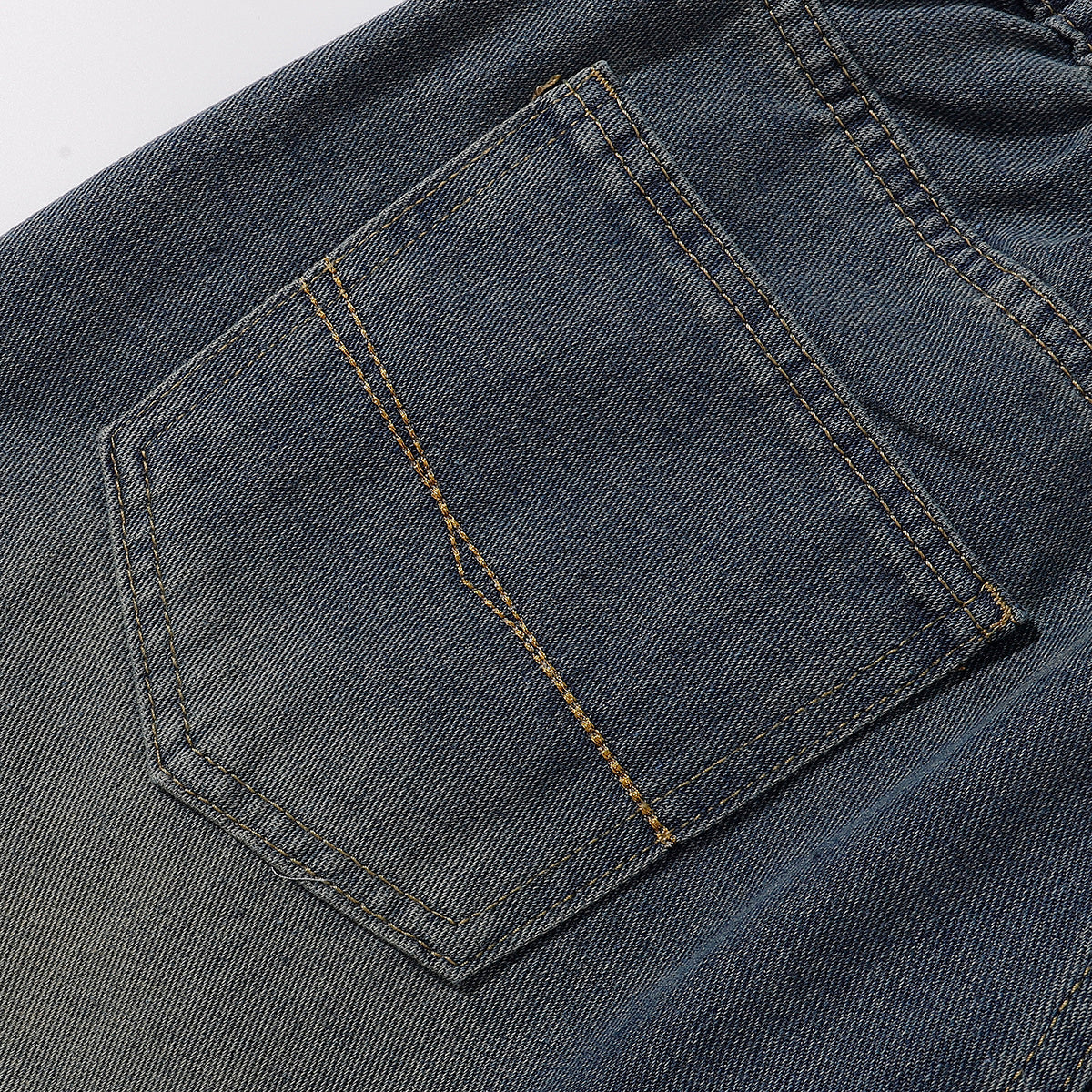 High Waist Wide Leg Ombre Denim Shorts