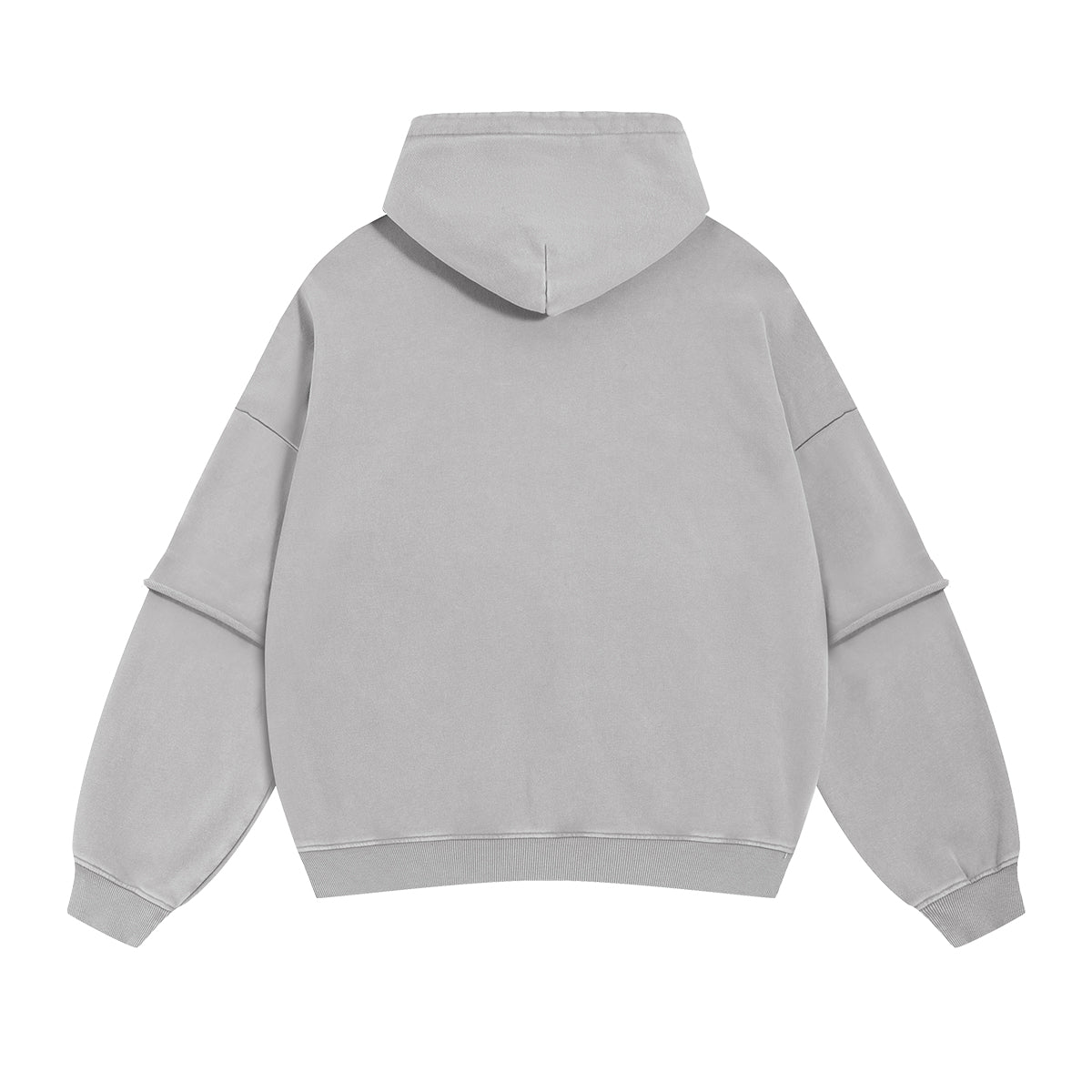 Stone-Washed Mock Two-Layer Hoodie