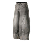 Paint Splatter Panel Stitching Barrel-Leg Jeans