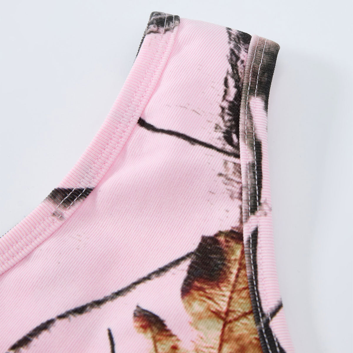 Pink Camo Leaf Print Single Shoulder Comfort Tank