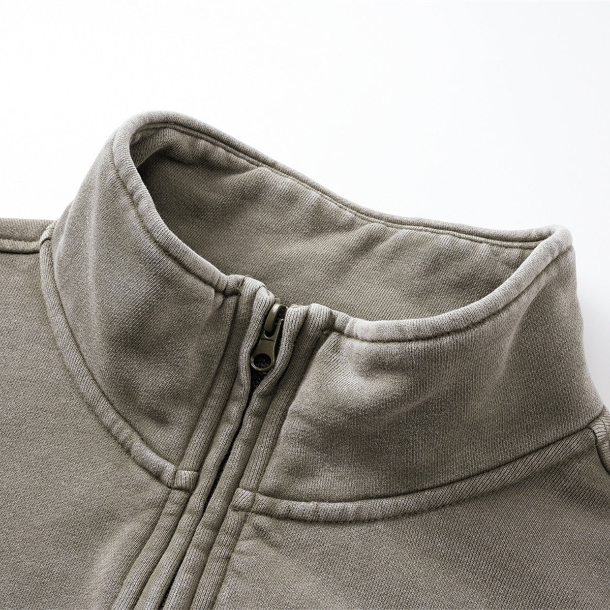 Distressed Wash Comfort Zip Pullover Sweatshirt