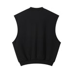 Sleeveless Boxy Fit Crewneck Sweatshirt Vest