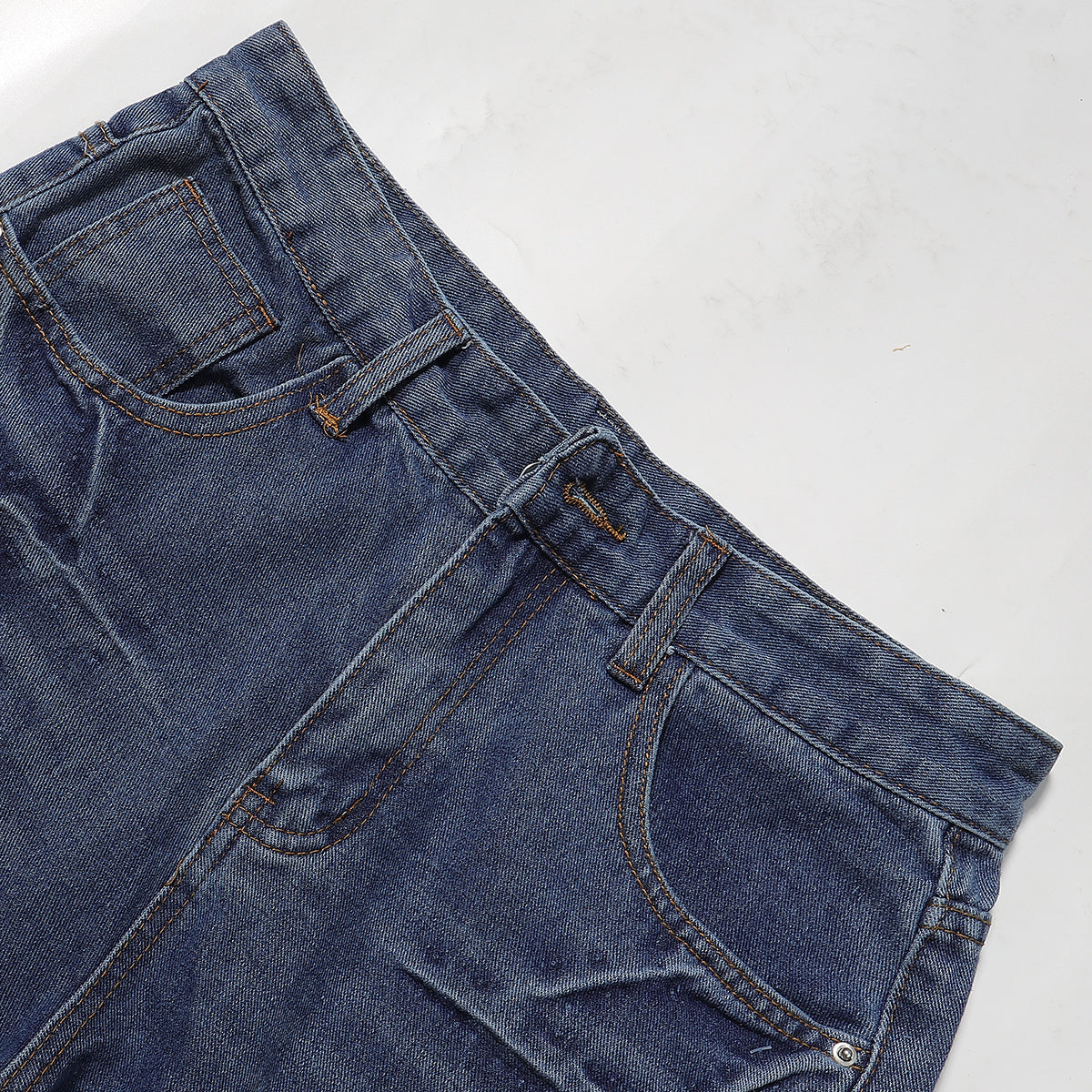 Vintage Washed Distressed Faded Denim Shorts