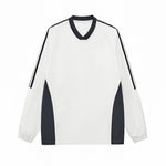 Contrast Stripes Two-Tone V-Neck Sweatshirt