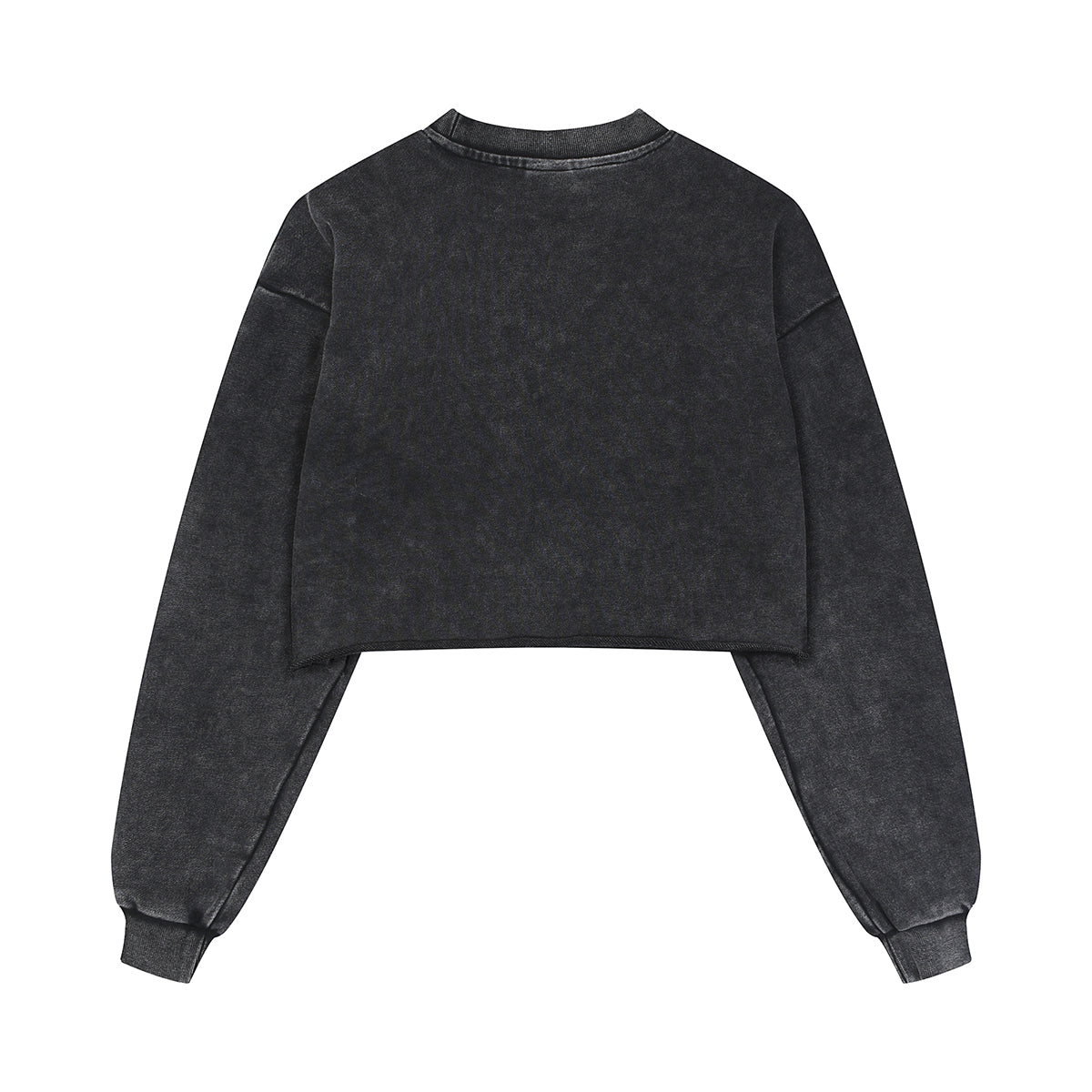 Distressed Raw Hem Crop Sweatshirt