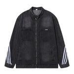 Contrast Stripe Washed Denim Baggy Jacket