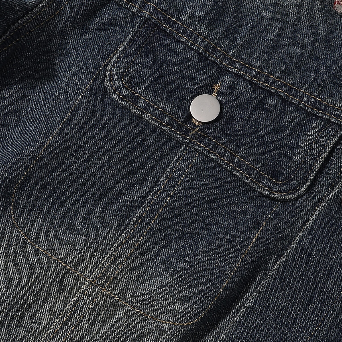 Plaid Patchwork Denim Trucker Jacket