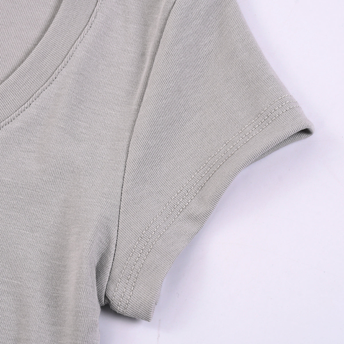 Solid-Color V-Neck Cotton T-Shirt 215gsm