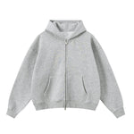 Soft Cotton Fleece Zip Up Hoodie Kangaroo Pockets