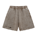 Stone Wash Distressed Shorts