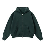 Soft Cotton Fleece Zip Up Hoodie Kangaroo Pockets