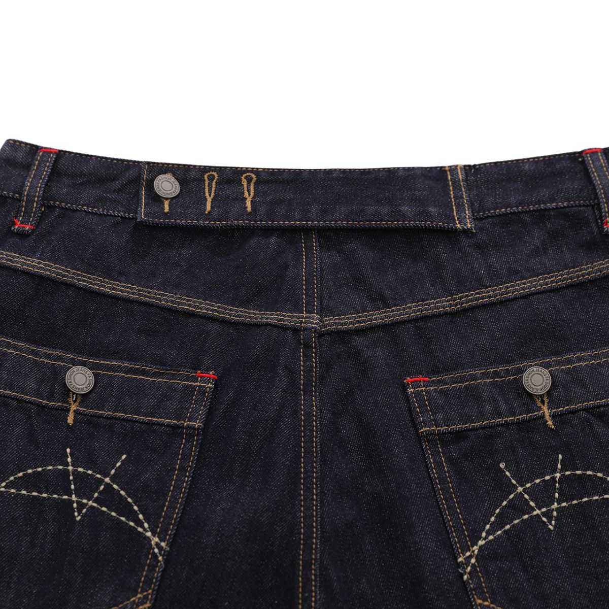 Deconstructed Embroidered Raw Denim Bermuda Shorts