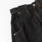 High Street Vintage Washed Raw Denim Wide Leg Curved Jeans