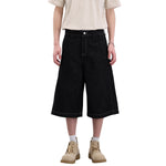 High-Waist A-Line Denim Cropped Shorts