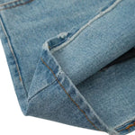 Double Waistband Washed Denim Mini Skirt