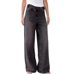 Crossover Asymmetric High-Rise Wide-Leg Jeans