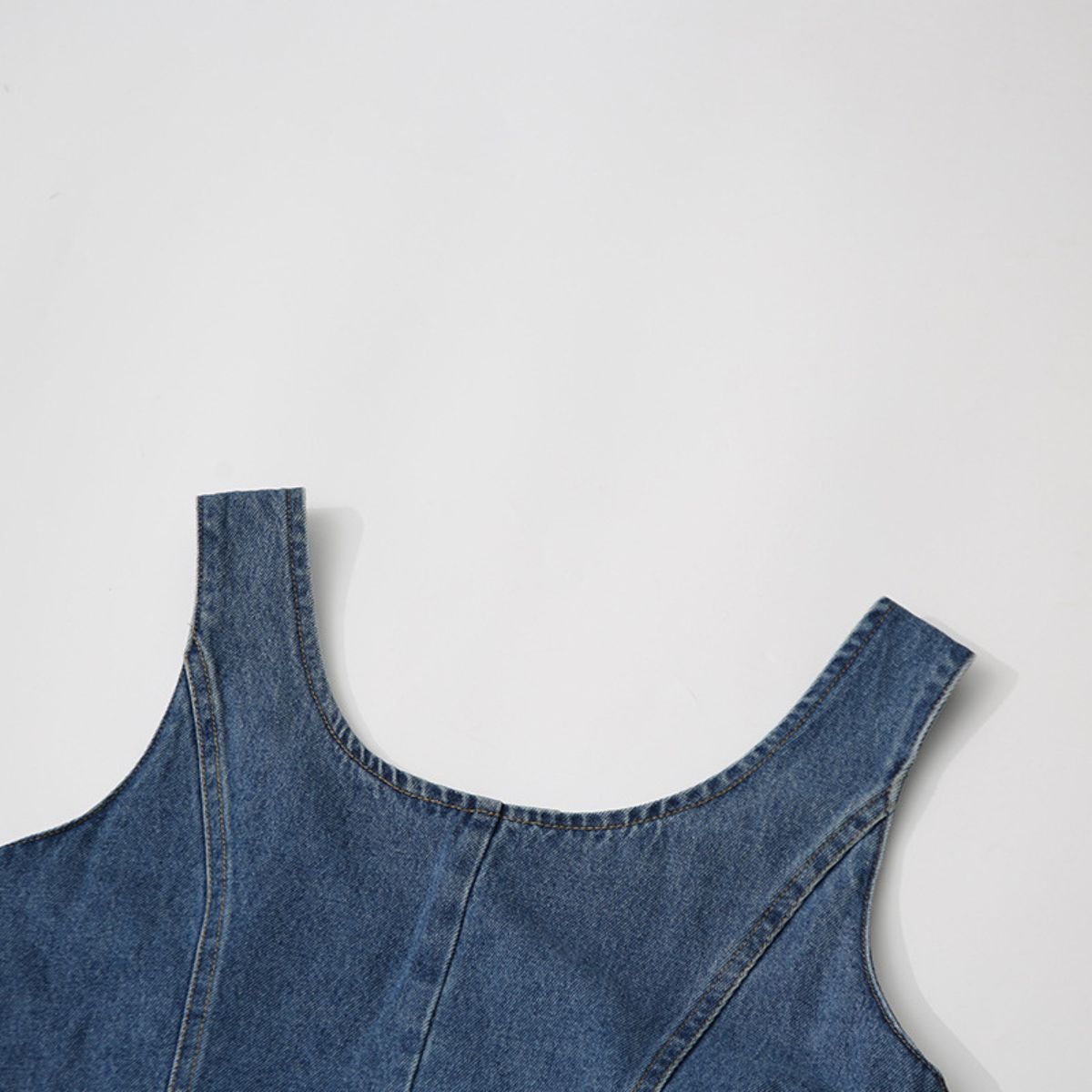 Belted Flared Denim Mini Dress