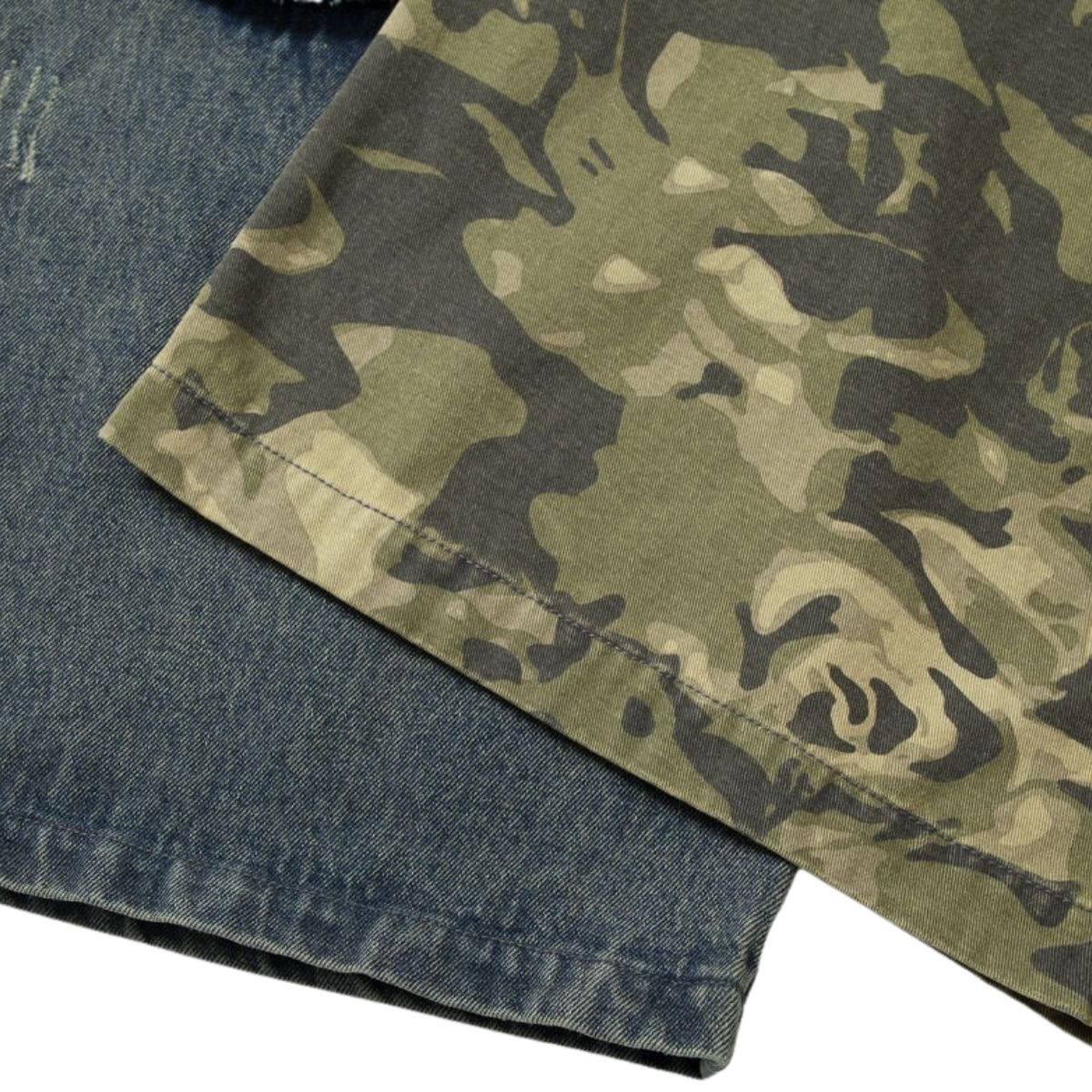 Smoke Rise Camouflage Patchwork Ripped Jeans